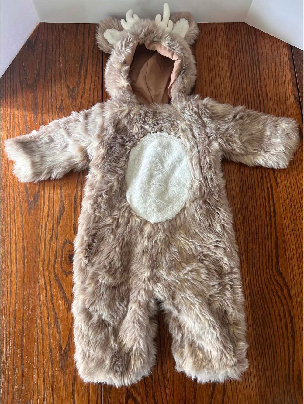 Baby deer reindeer faux fur hooded Halloween costume 1 piece 6-12 month infant